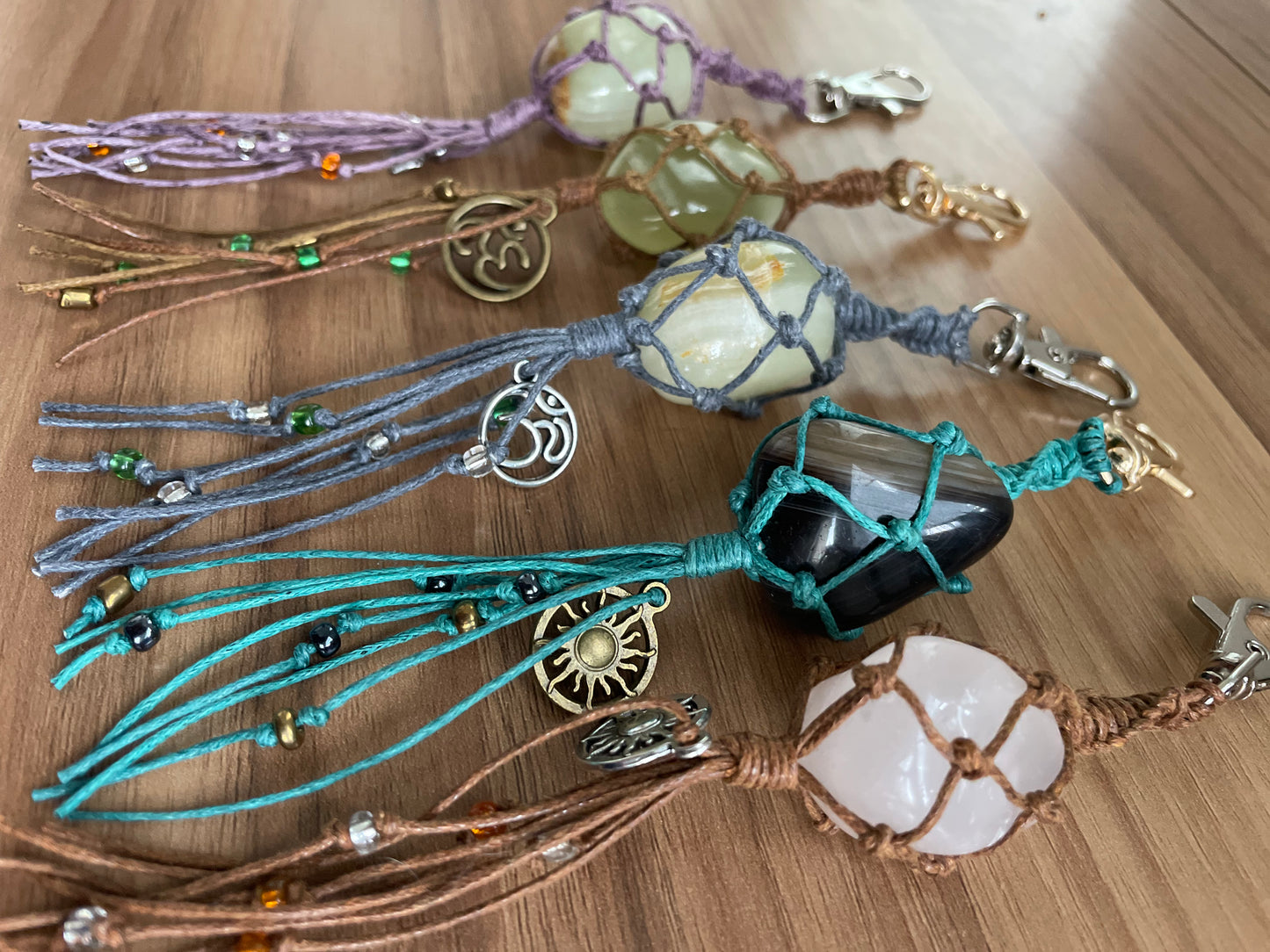 Crystal Tumble Stone Keychain