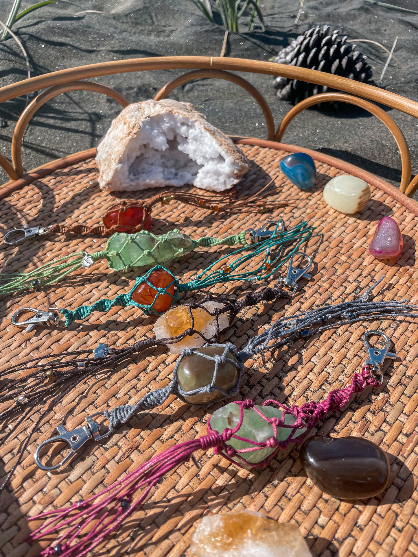 Crystal Tumble Stone Keychain