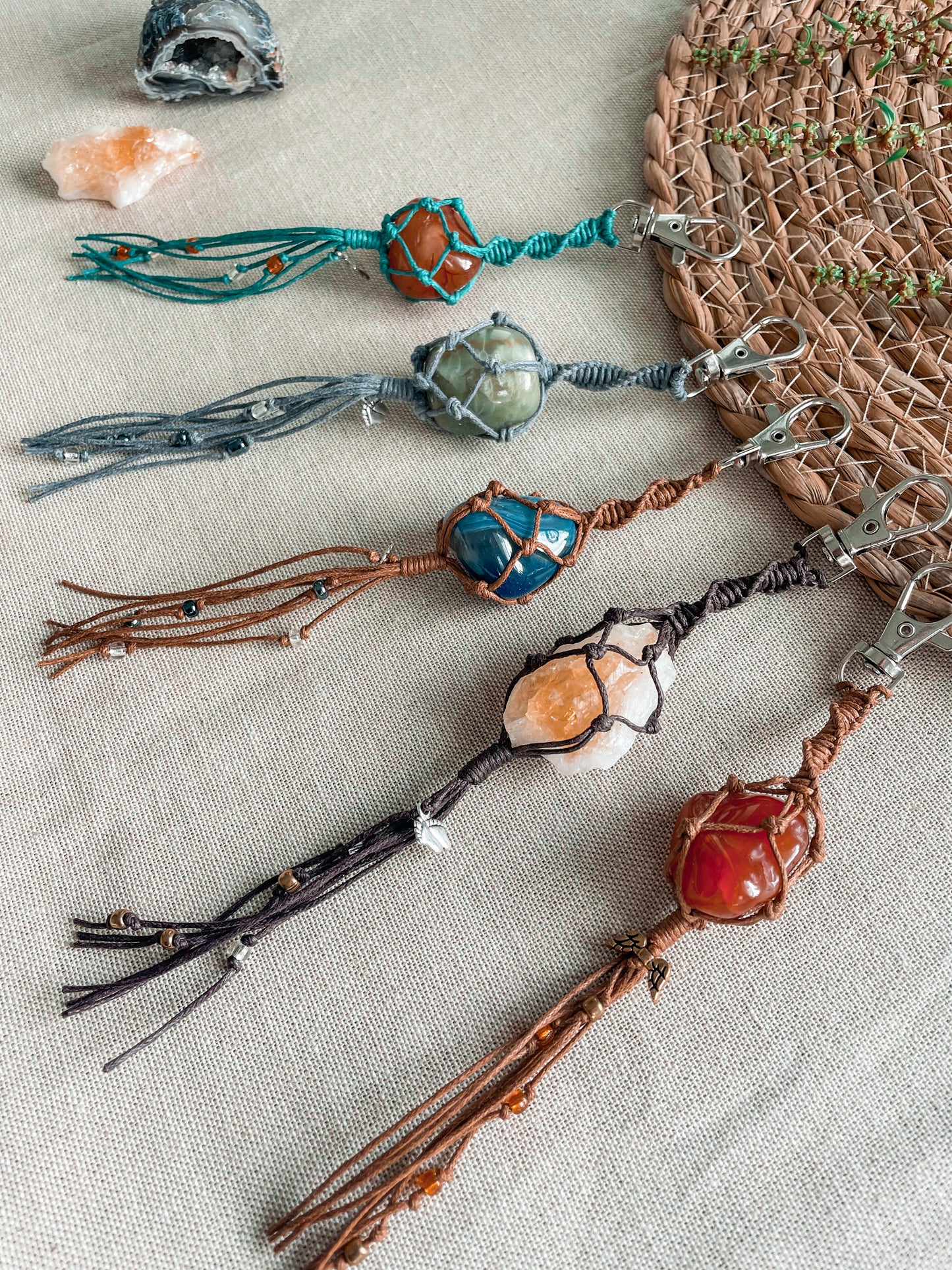 Crystal Tumble Stone Keychain