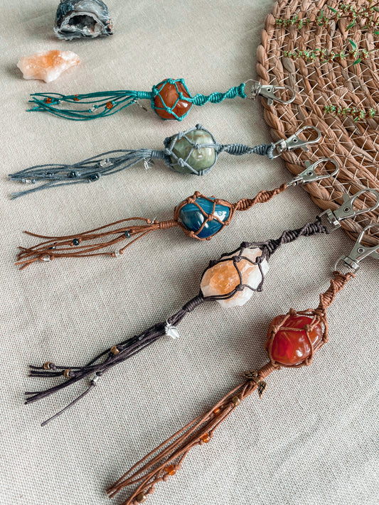 Crystal Tumble Stone Keychain